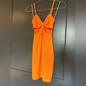 Princess Polly Marissa Orange Ribbed Cutout Mini Dress 0